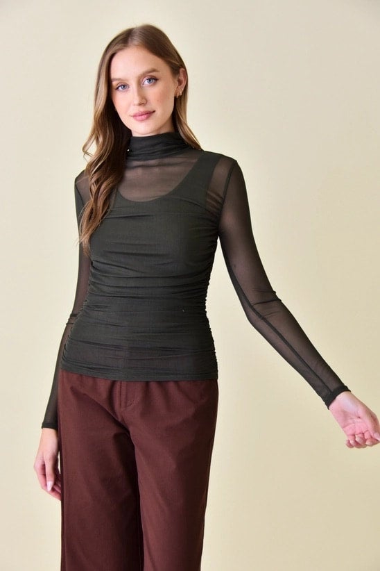 The Sheer Mock Neck Long Sleeve